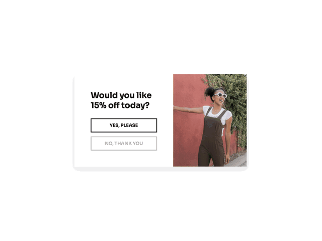 Yes or No popup template, displaying email form if the response is affirmative