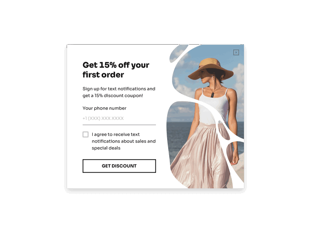 Pre-designed popup for collecting phone numbers on a website