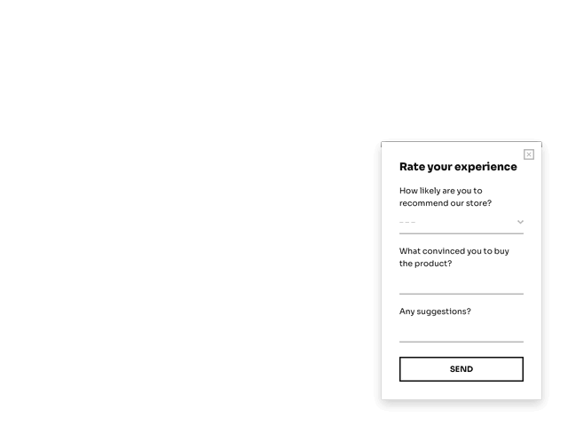 Post-purchase survey for Shopify, template powered by Getsitecontrol