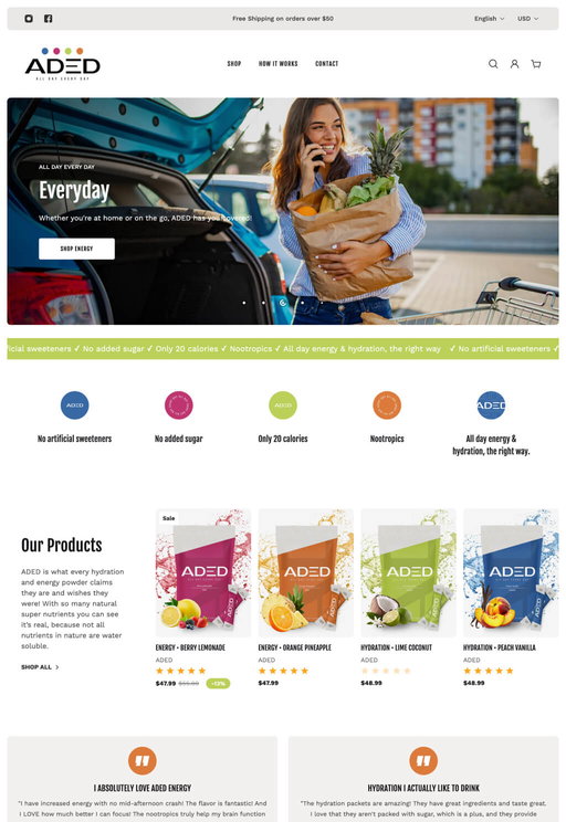 Store example. adeddrinks