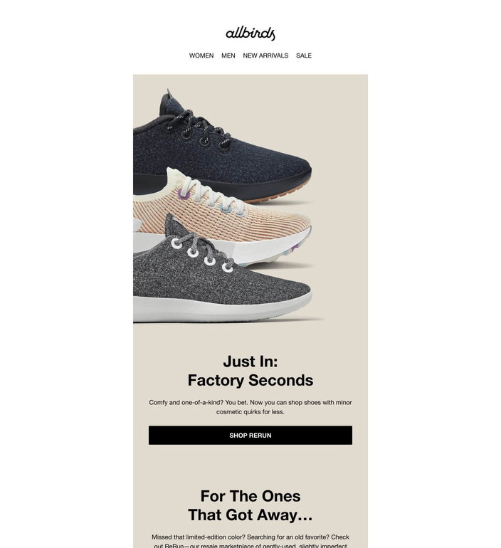 Email example. Allbirds