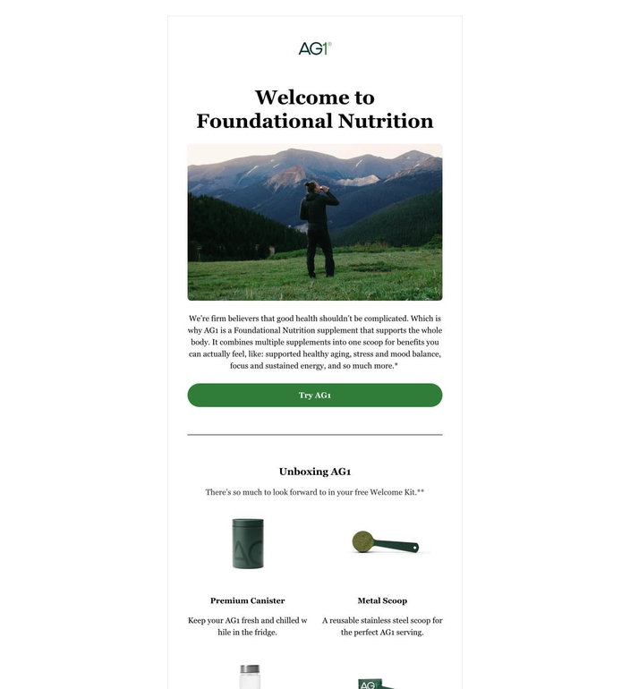 Email example. Athletic Greens