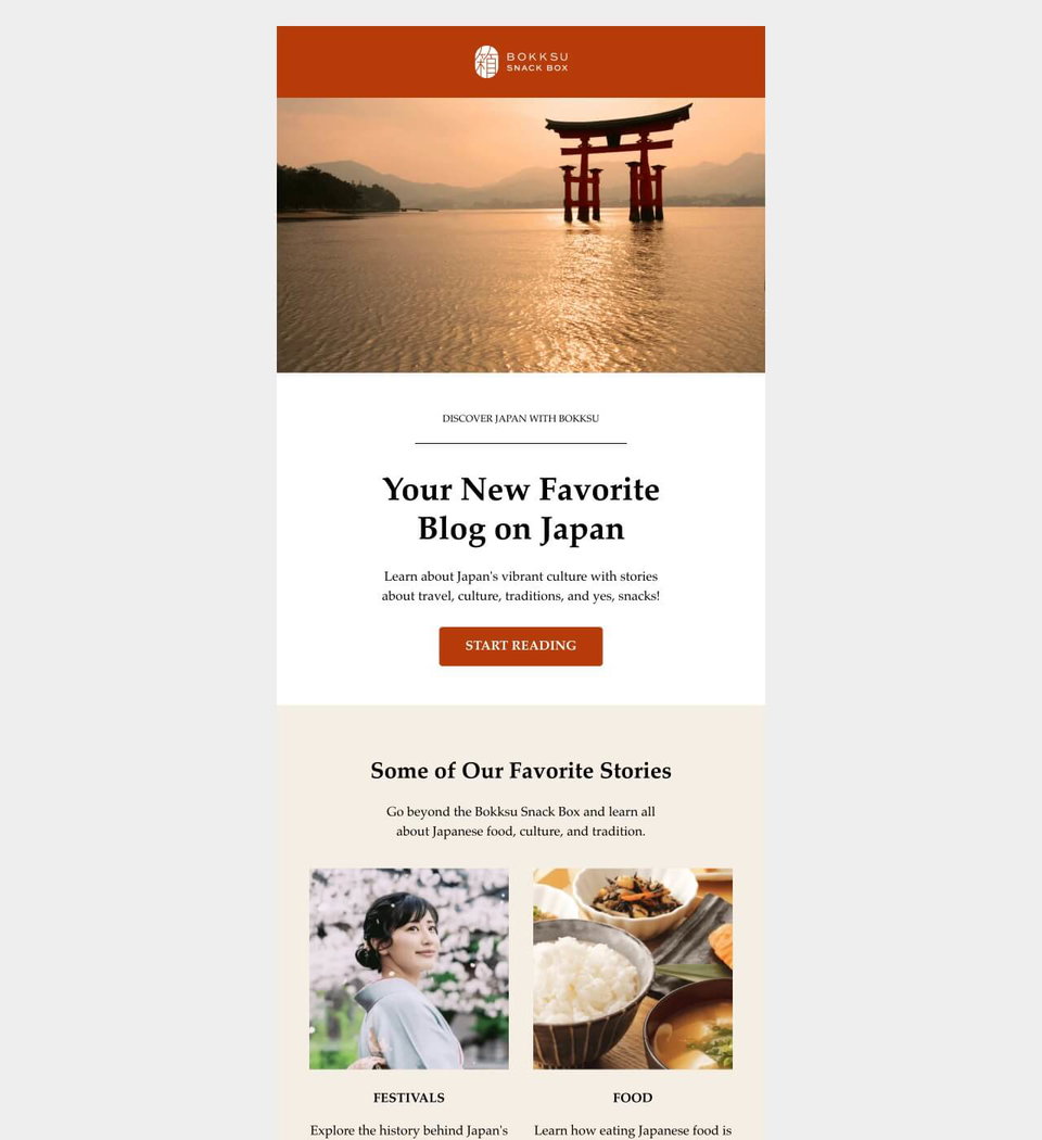 Email example. Bokksu