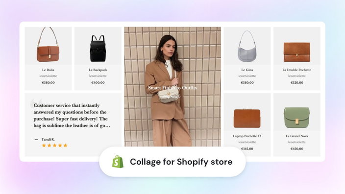 Video cover. Collage section for Shopify store