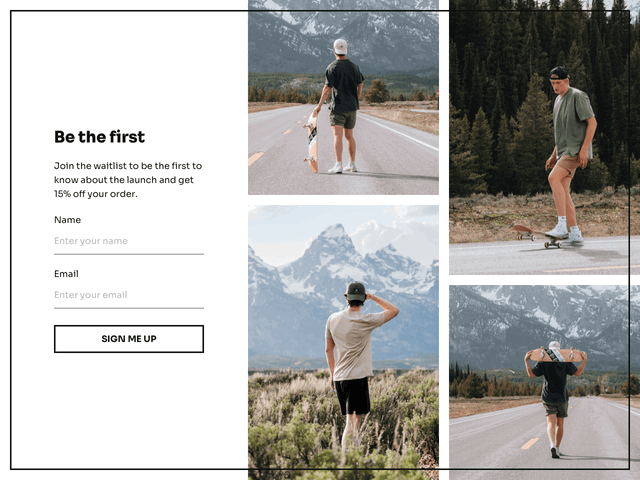 A waitlist form to help market a clothing brand before it’s officially launched