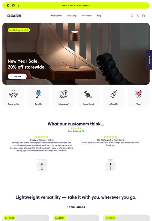 Store example. glowstore