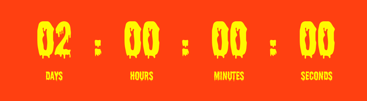 Halloween countdown lettering in yellow on orange — made with TweenFrame.com