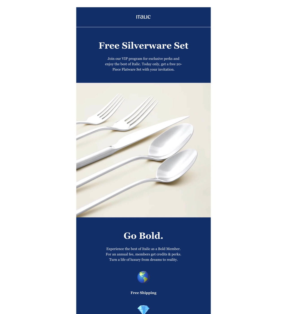 Email example. Italic