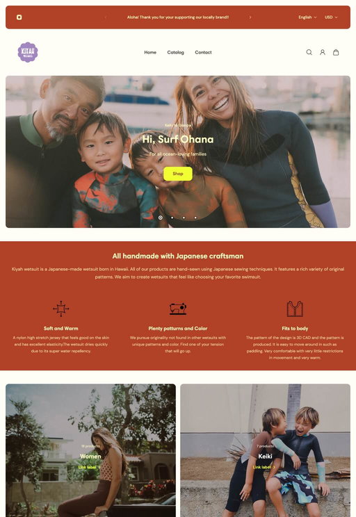 Store example. kiyah-wetsuits