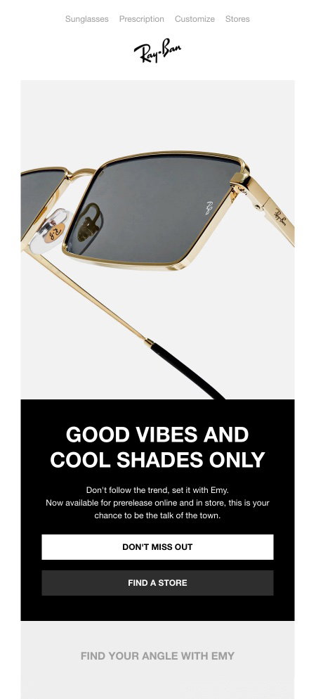 Email example. Ray Ban