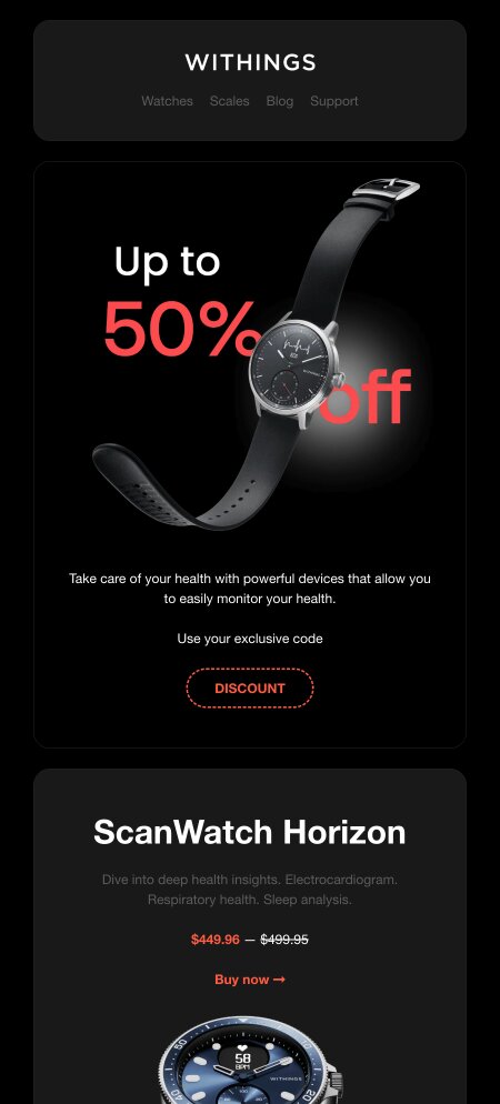 Email example. Withings
