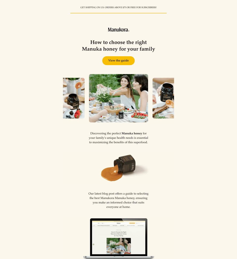 Email example. Manukora