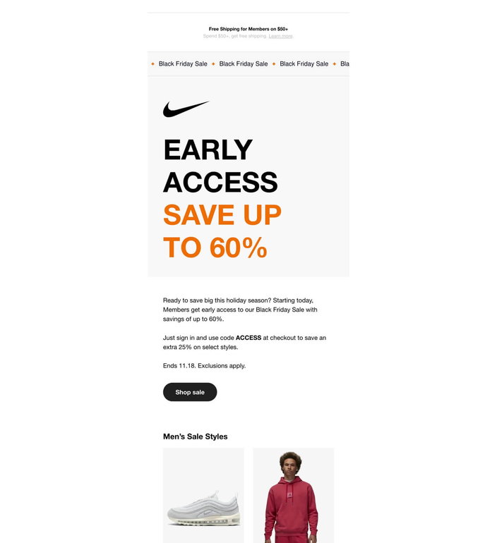 Email example. Nike 2