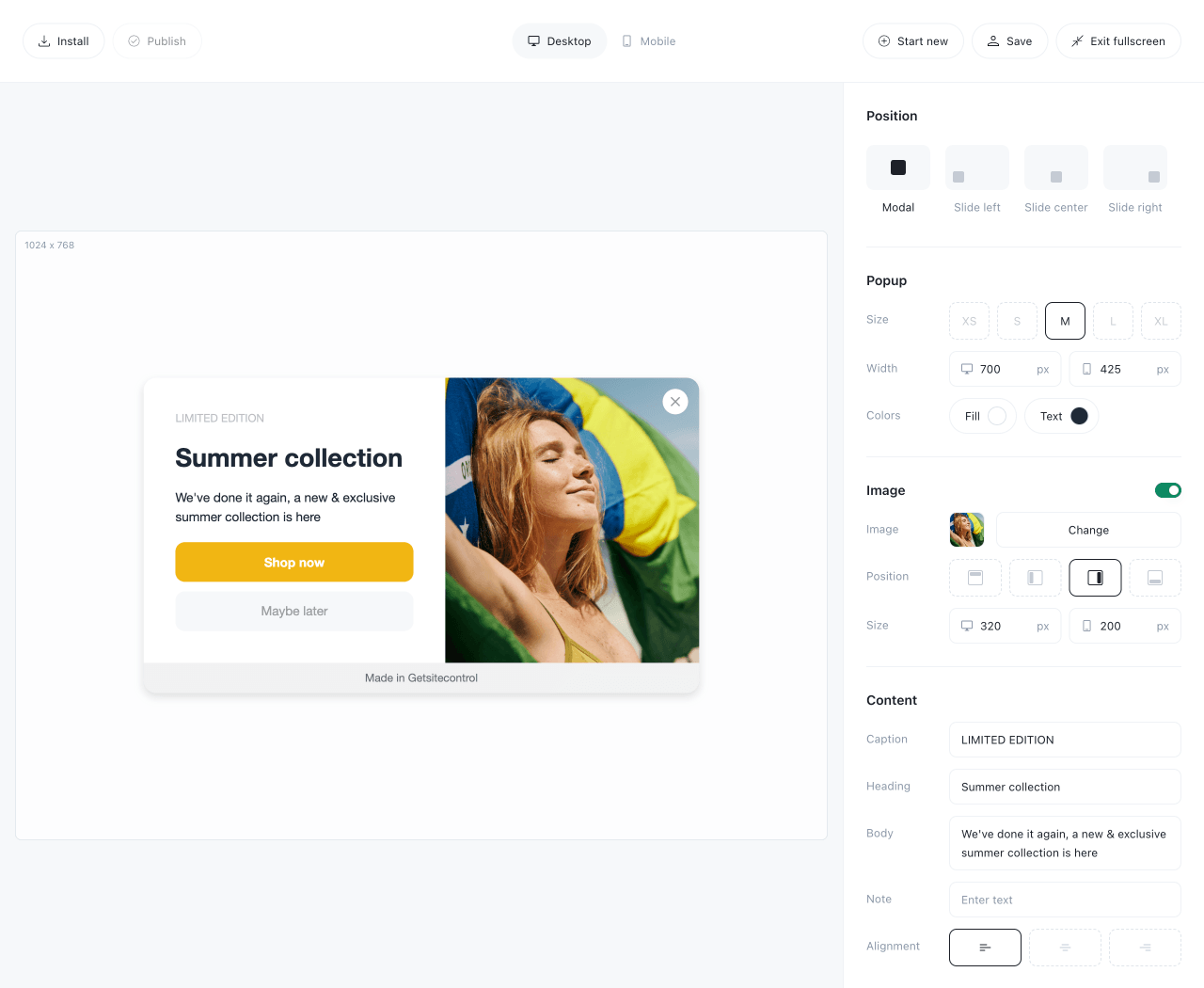Popup builder image