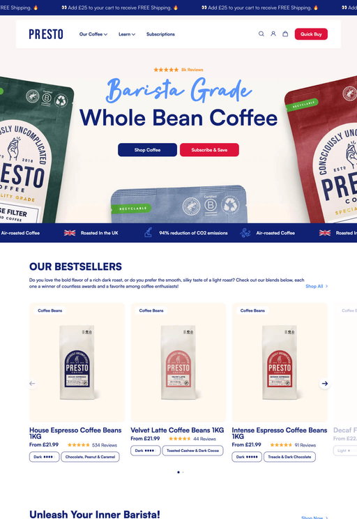 Store example. prestocoffee