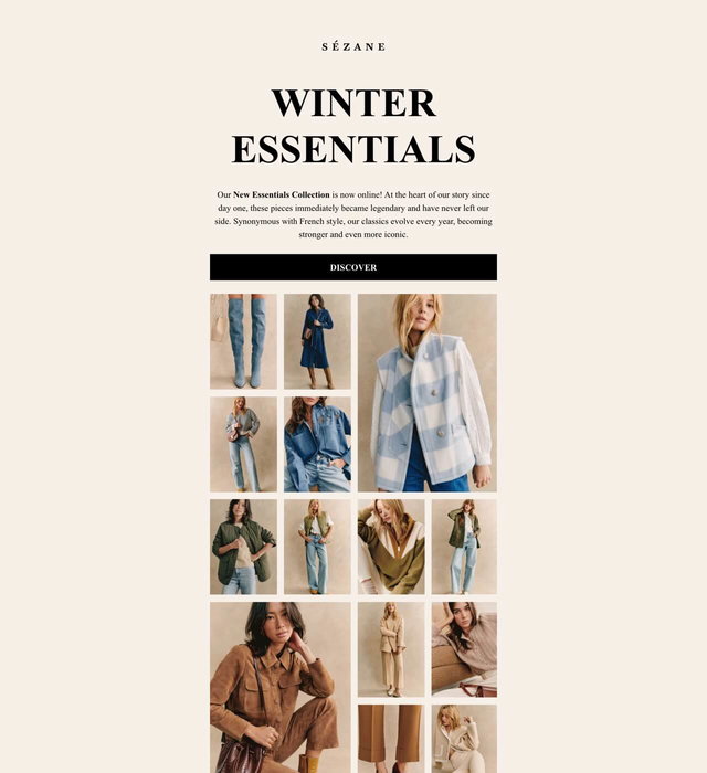 Email template designed to feature new arrivals, powered by Getsitecontrol