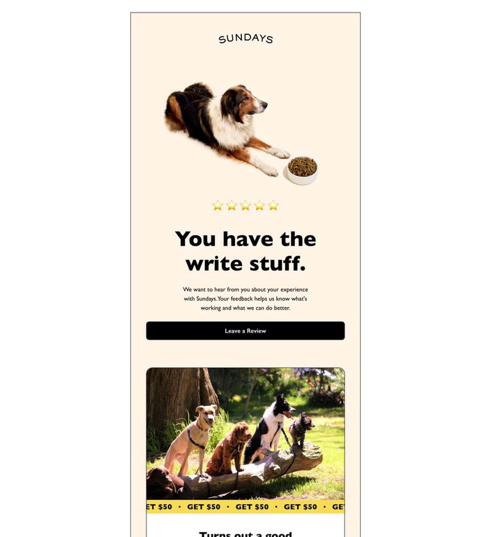 Email example. Sundays 2