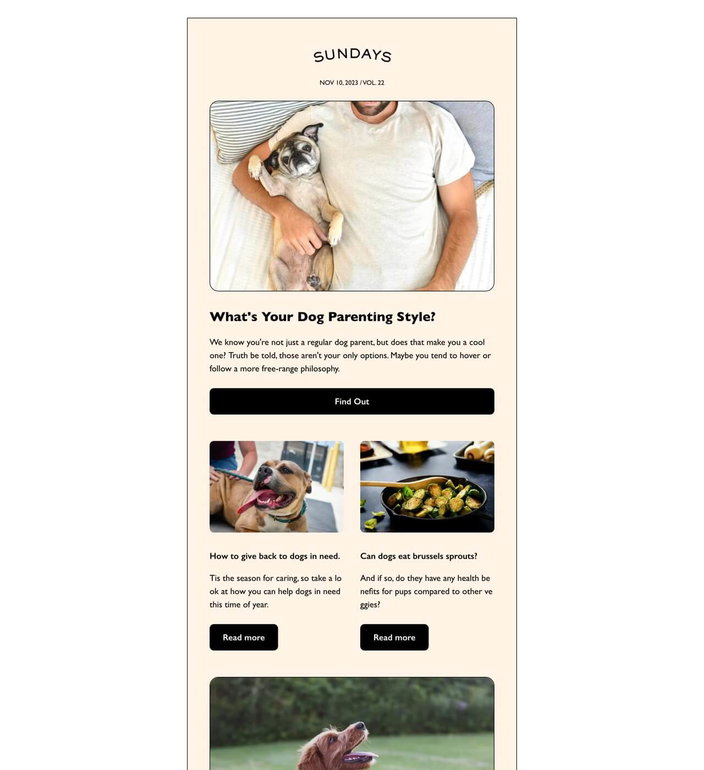 Email example. Sundays