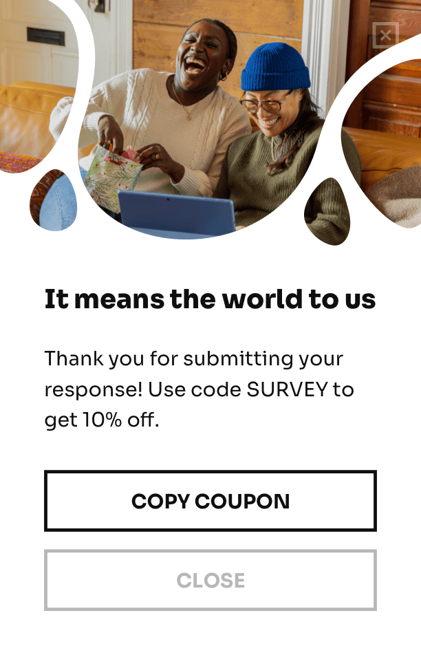 Examples of submission success messages, powered by Getsitecontrol