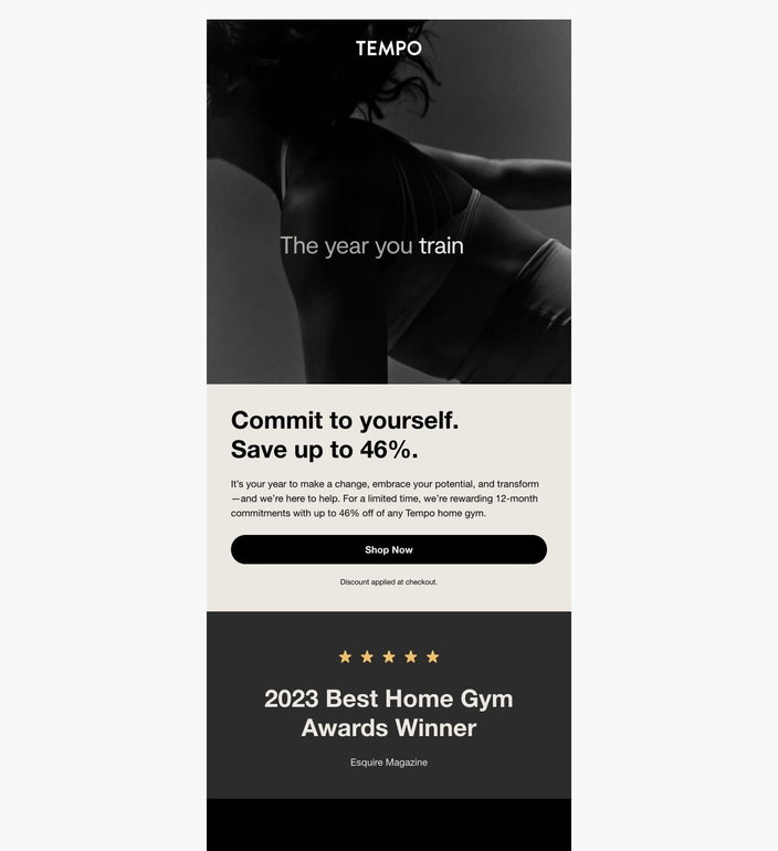 Email example. Tempo