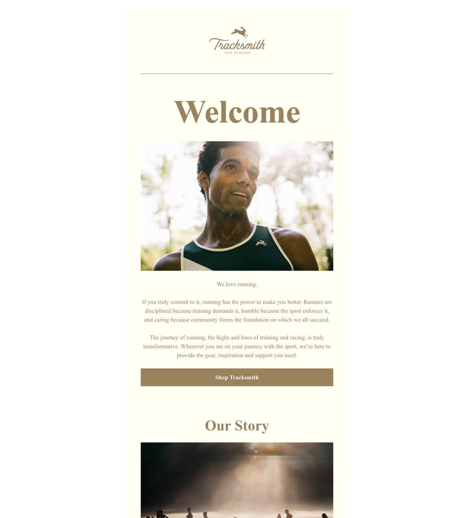 Email example. Tracksmith