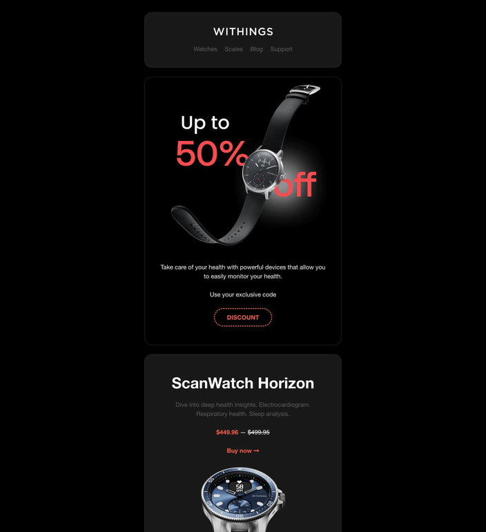 Email example. Withings