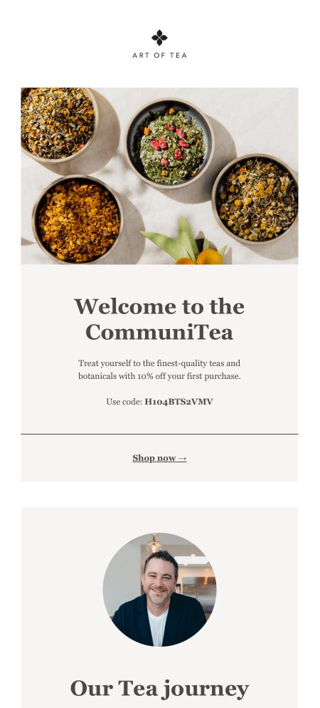 Email example. Art of Tea