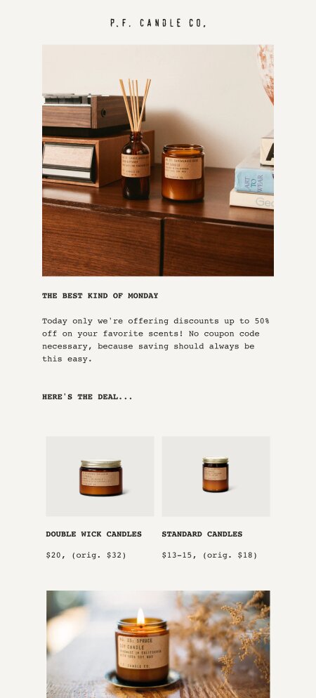 Email example. P.F. CANDLE CO.
